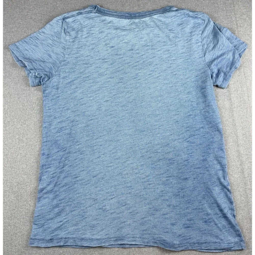 1984 Denim Co Blue Motorcycle Graphic T Shirt Mens Small Slub Cotton